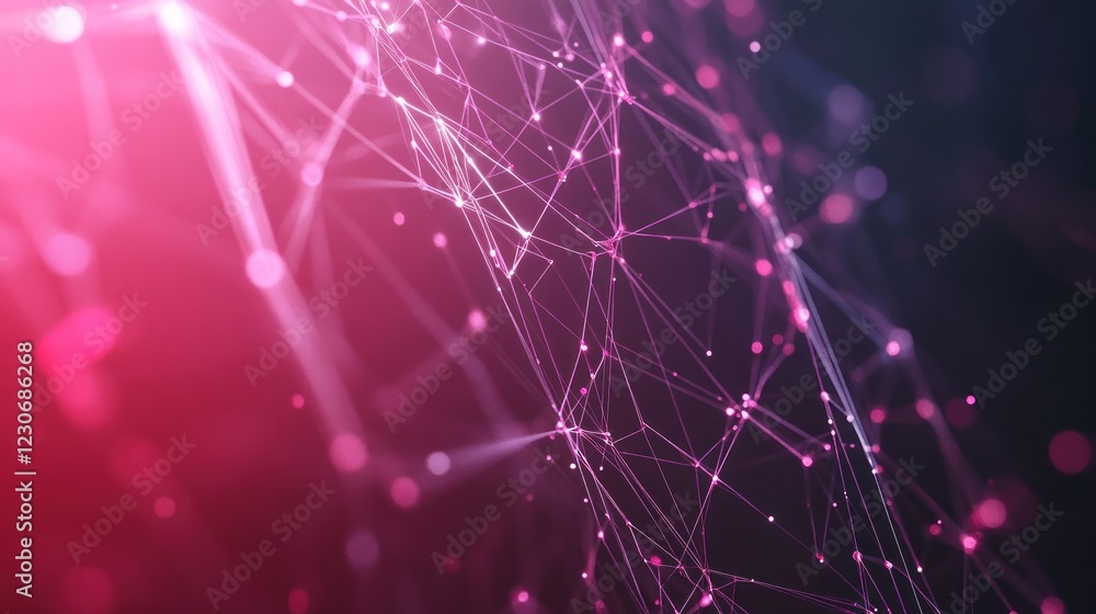 Poster abstract pink network lines and glowing nodes