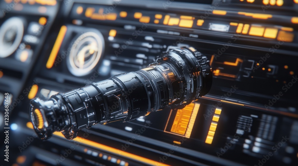 Poster futuristic technology device over advanced control panel