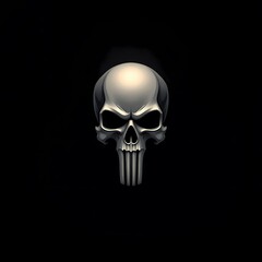 A striking black background featuring the iconic Punisher skull logo, symbolizing strength and vengeance. 
