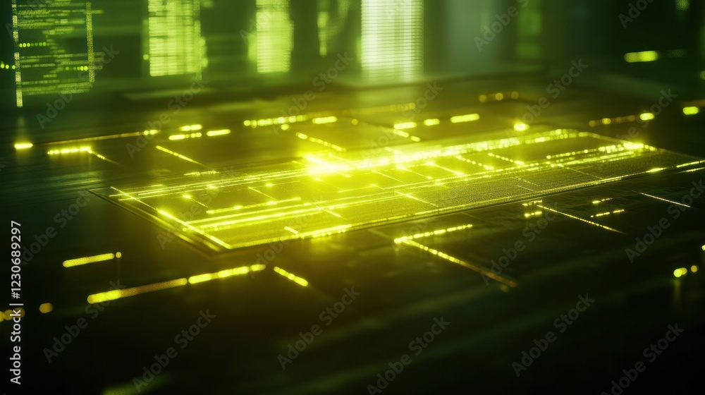 Poster futuristic glowing digital interface technology display