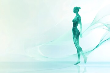 A woman practices a yoga pose with glowing energy waves symbolising estrogen, the role of estrogen in health and balance