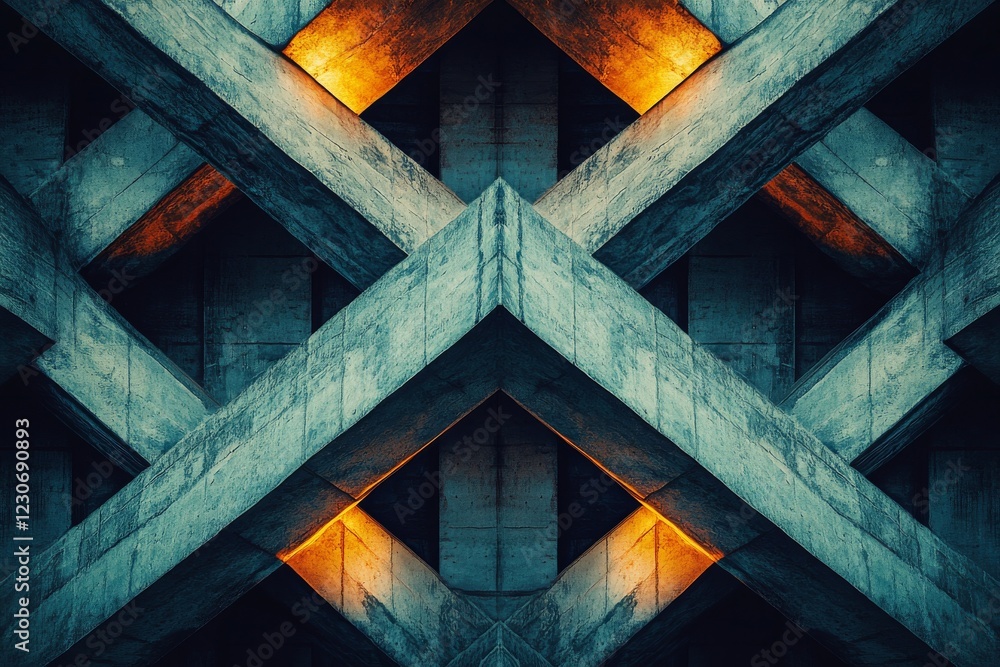 Poster unique architectural patterns of concrete and light in an urban setting showcasing modern design ele
