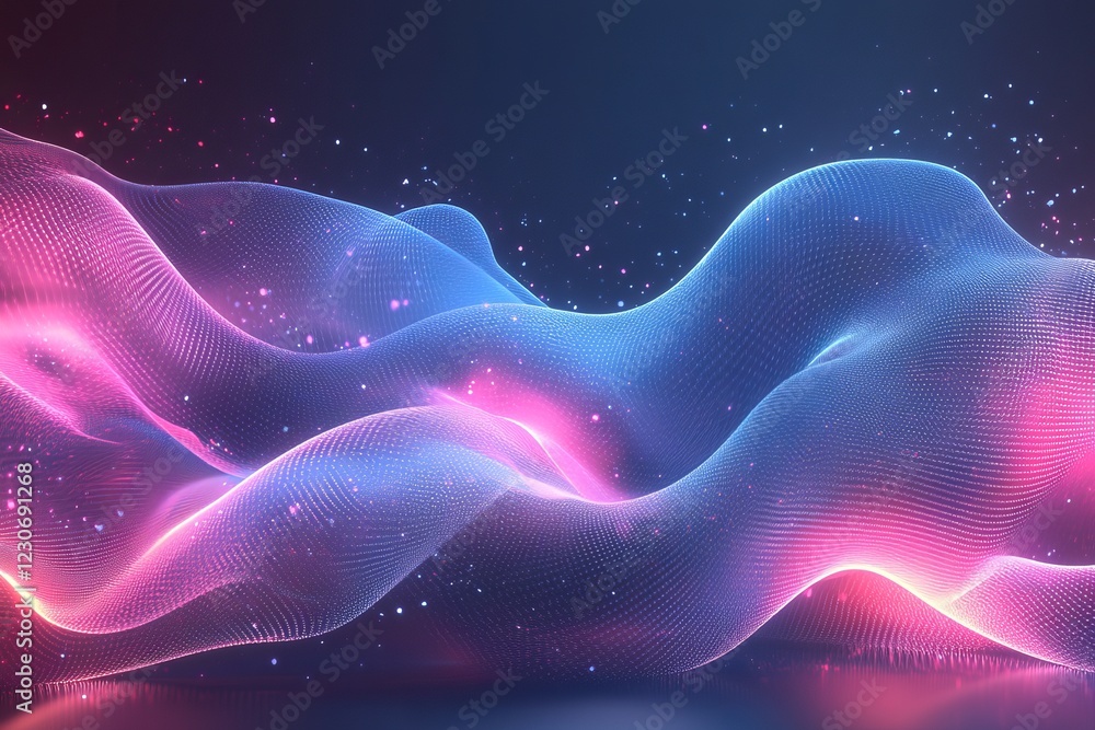 Poster colorful waves of light create a mesmerizing display in a digital art composition