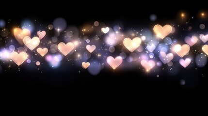 Obraz premium Soft pastel colors and heart-shaped bokeh lights create a romantic backdrop ideal for Valentine's Day celebrations and messages