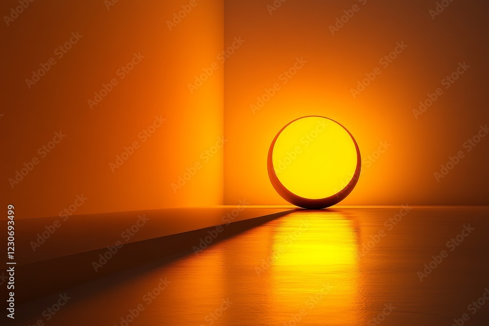 Aufkleber light source casts warm glow in an abstract setting during golden hour