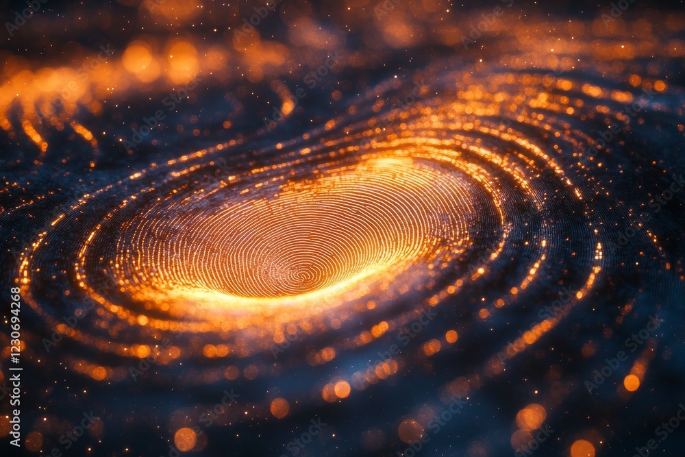 Aufkleber cosmic swirl of light resembling a fingerprint in a dark space background