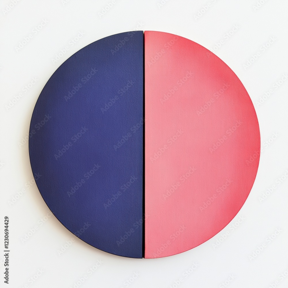 Poster colorful abstract circular wall art featuring complementary shades of blue and red in a modern aesth