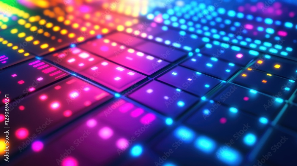 Poster abstract colorful grid of illuminated panels