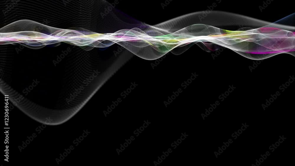 Aufkleber fantastic video animation with particle wave object in slow motion and space for text, 4096x2304 loo