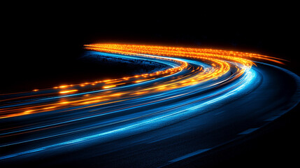 A high-speed space concept featuring accelerated motion blur of light rays in a dynamic abstract design, symbolizing technological advancement and futuristic science, with a modern minimalistic tone a