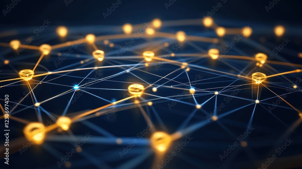Aufkleber Illuminated Network Nodes Connected By Lines