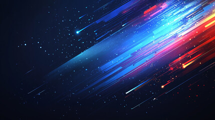 A high-speed space concept featuring accelerated motion blur of light rays in a dynamic abstract design, symbolizing technological advancement and futuristic science, with a modern minimalistic tone a