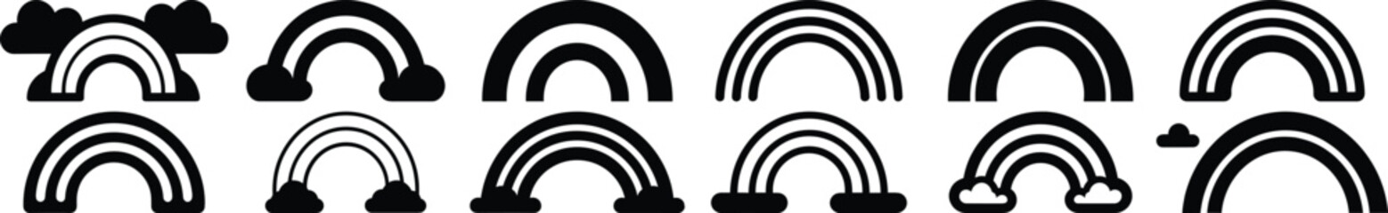 Rainbow silhouette set vector design big pack of color illustration and icon