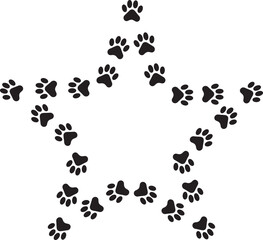 Minimalist Dog Paw Flat Print With Star Shape