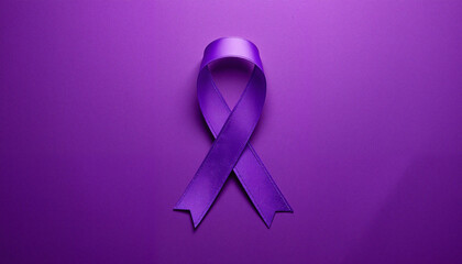 Bold purple ribbon on textured gradient background, awareness symbol, Purple Ribbon, International Women’s Day 