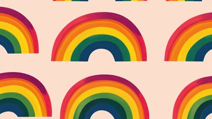 Obraz premium Colorful Rainbow Arcs Patterned On Beige Background