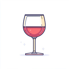 Elegant Red Wine Glass Vector Illustration with Simple Line Art Design