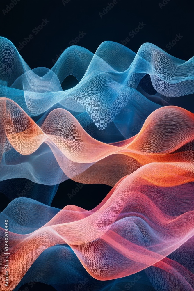 Poster ethereal waves: a dynamic journey through color and motion
