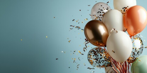 Colorful balloons against a cheerful birthday backdrop, enhancing the festive spirit