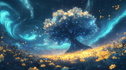 tranquil glowing meadow