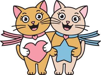 cat with heart illustration