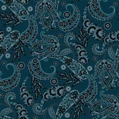 Paisley Floral oriental ethnic Pattern. Vector Seamless Ornamental Indian fabric patterns.