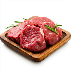 Fresh Raw Beef Tenderloin Steaks on Wooden Board
