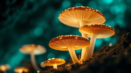  Glowing Mushrooms Illuminating a Dark Cave With Enchanting Light