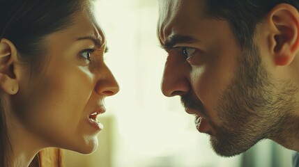 Fototapeta premium A marital dispute, a clash of wills between husband and wife, arose due to differing perspectives and heated words. The argument escalated, with accusations and recriminations flying back and forth
