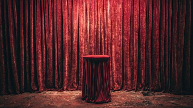 Red Velvet Curtains Stage Table Setting
