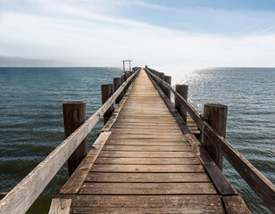 weathered wooden pier cut out