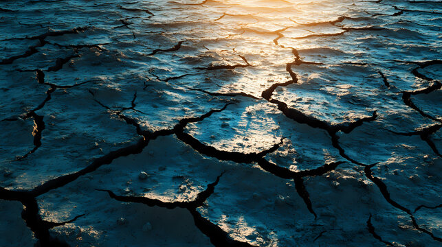 Sun-bleached shores: a canvas of parched earth ai generated. Desert Shores. Illustration