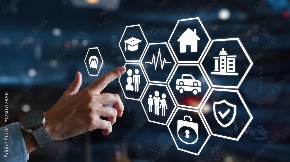 Poster interactive digital insurance dashboard: modern technology for comprehensive coverage
