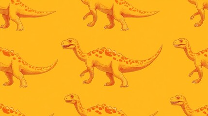 Fototapeta premium Adorable dinosaur pattern designed for children's products. Seamless animal background perfect for baby shower cards, bedding, fabric, wallpaper, gift wrap, textiles, and T-shirt designs. 