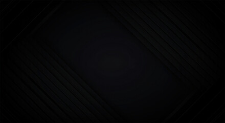 Dark deep black dynamic abstract vector background with diagonal lines. Modern creative halftone premium gradient. 3d cover of business presentation banner for sale event night party. Soft shadow dots