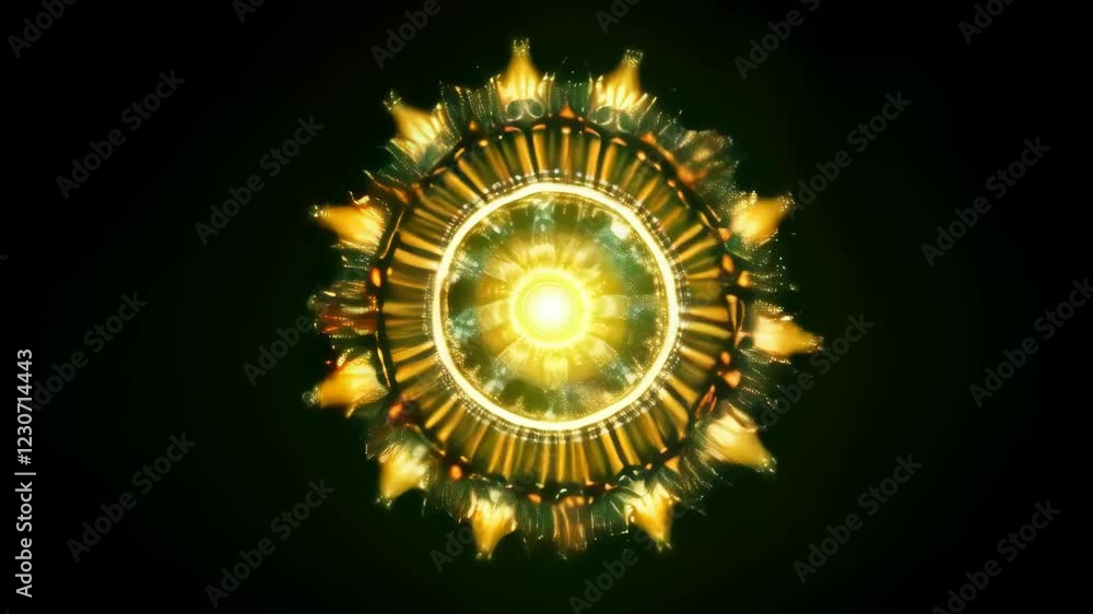 Aufkleber radiant abstract energy burst with dynamic golden sparks and symmetrical patterns