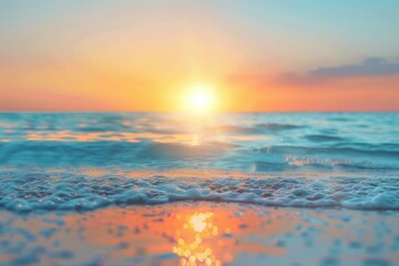 Fototapeta premium Nature background with sunrise sunset and sea travel elements.