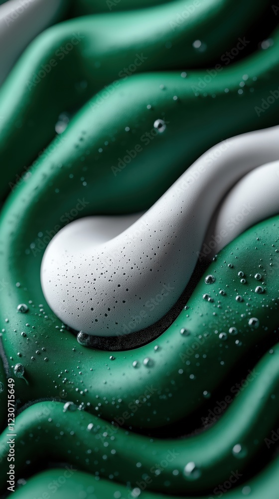 Aufkleber unique abstract pattern of green and white texture with bubbles created by fluid materials