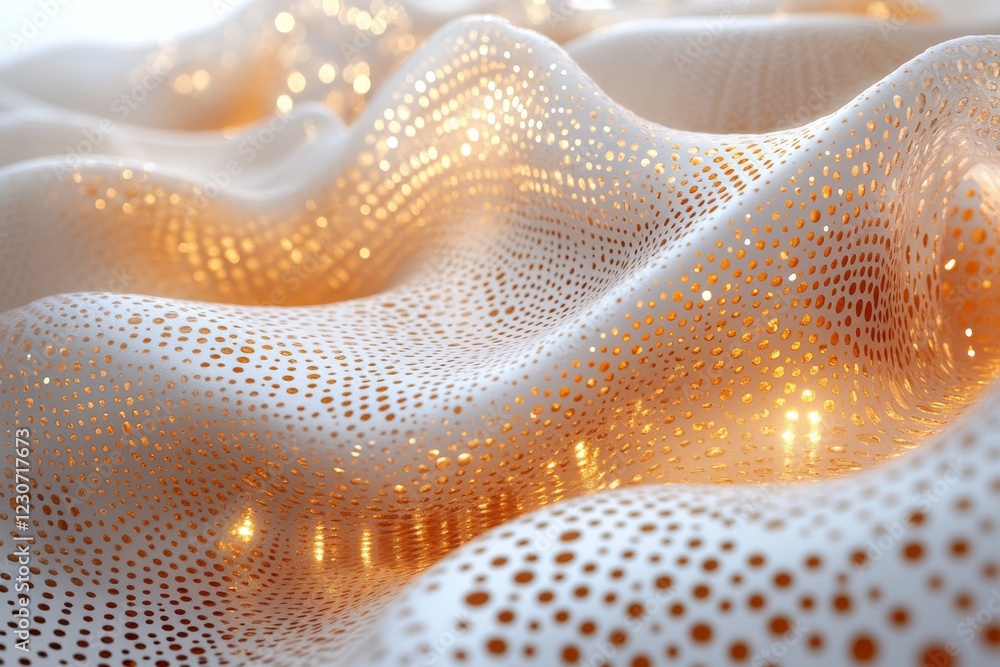 Poster textured fabric with golden highlights creates a stunning visual effect in an artistic display