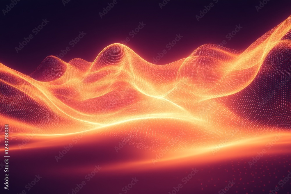 Aufkleber abstract digital waves in vibrant orange hues create a mesmerizing visual experience of movement and