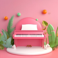 3D Cartoon Style Piano Logo Icon Illustration 