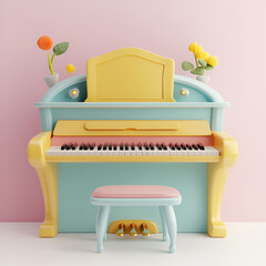3D Cartoon Style Piano Logo Icon Illustration 