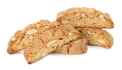 Traditional Italian almond biscuits (Cantucci) isolated on white