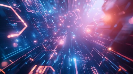 Naklejka premium Cybernetic background with luminous hexagonal tiles 