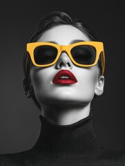 Chic woman in stylish sunglasses and bold lipstick © BrandwayArt