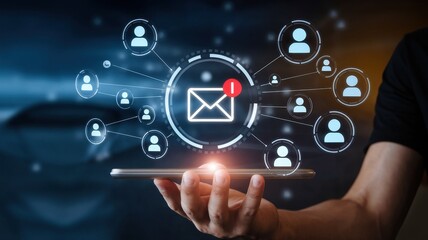 Fototapeta premium Digital Email Communication Network: Global Connectivity and Instant Messaging