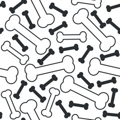 Black and White Bones Pattern - Small and Large Messy Bones on White Background. Seamless Link.
