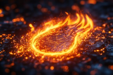 Fiery lava flow illuminating rocky surface at night under a starlit sky