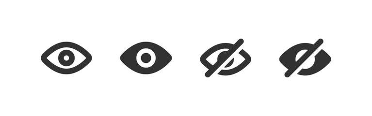 Eye icon. Optical vision sign. See, unsee symbols. Show and hide password.