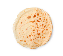 Delicious crepes isolated on white, top view